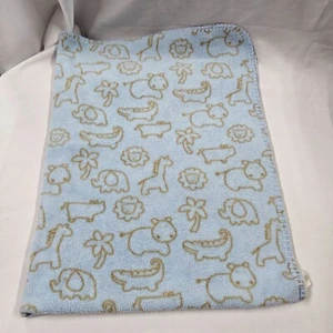 Circo Blue Fleece Blanket Brown Tan Zoo Jungle Animals Elephant Giraffe Target - Picture 1 of 4