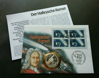 [SJ] Germany Halley Comet 1986 Astronomy Space Science FDC (coin cover *see scan - Image 1 of 4