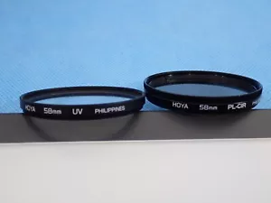 2 hoya 58mm filters, circle polarizer, UV in storage case - Picture 1 of 3