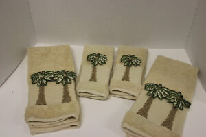 Croscill Palmtree, 2 fingertip towels, 2 hand towels, beige, green, brown