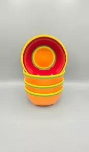 Dansk Caribe Aruba Orange Quadratisch Suppe Müslischale Rot Grün Gelb 4er Set - Bild 1 von 6
