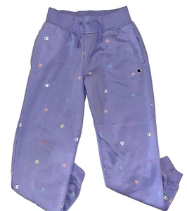 Champion Girl's Drawstring Joggers Graffiti Logo Purple Lavender MEDIUM KIDS - Picture 1 of 4