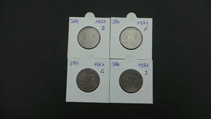 BRD 2 DEUTSCHE MARK 1951 D-F-G-J ÄHREN,WEINTRAUBEN UND WEINLAUB - Bild 1 von 2