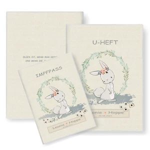 U-Heft & Impfpasshülle personalisiert mit Namen Hoppl Schutzhülle Baby Geschenk - Bild 1 von 8