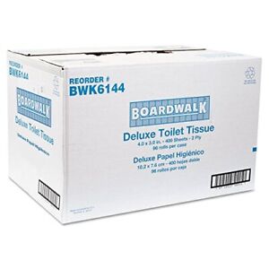 Boardwalk 6144 Two-ply Toilet Tissue, White, 400 Sheets/roll, 96/ct