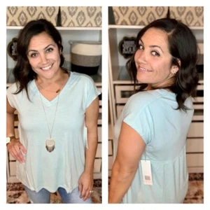 Camicia nuova con etichette LuLaRoe taglia L (14) accogliente Gabby verde schiuma di mare Dolman manica scollo a V - Foto 1 di 9