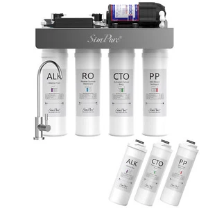Sistema de ósmosis inversa SimPure WP2-400GPD 8 etapas UV pH + RO debajo del fregadero - Imagen 1 de 13