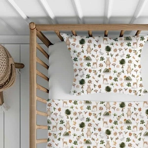 FOREST COT BEDDING DUVET COVER , PILLOWCASE, TODDLER , WOODLAND, PURE COTTON - Picture 1 of 3