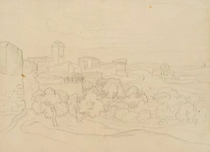 G. WALLIS (1761-1847), Befestigte Stadt, Italien, Bleistift Romantik Landschaft - Picture 1 of 7