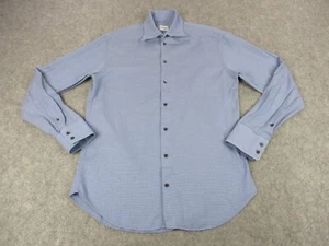 Armani Collezioni Shirt Mens Large 15 1/2 Blue Check Textured Office Career - Picture 1 of 9