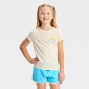 Girls' Short Sleeve Graphic T-Shirt - Cat & Jack™ Beige L Plus/XL Plus/XXL PLUS - Picture 1 of 1