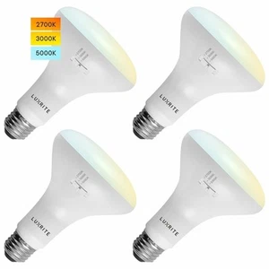 Luxrite BR30 Flood LED Bulb 10W=65W 3 Colors Options Dimmable Damp Rated 4-Pack - Picture 1 of 8