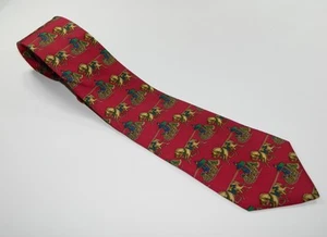 Men's Salvatore Ferragamo Silk NECKTIE Tie MADE IN ITALY HORSES & SLEDS DECOR - Picture 1 of 3