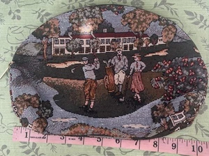 Bolsa de cosméticos de golf vintage con gancho con cierre de cremallera con estampado escénico de punta de aguja - Imagen 1 de 5