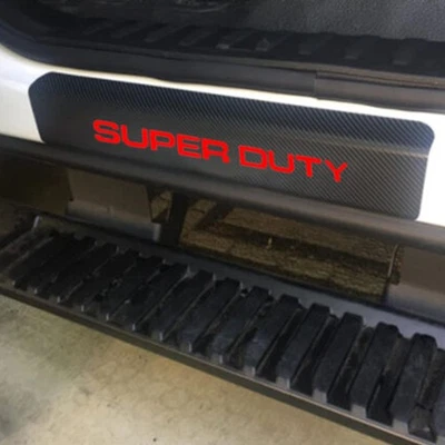 Protector de umbral de puerta de cuero estilo fibra de carbono pegatina para Ford Super Duty Foto 1 de 4