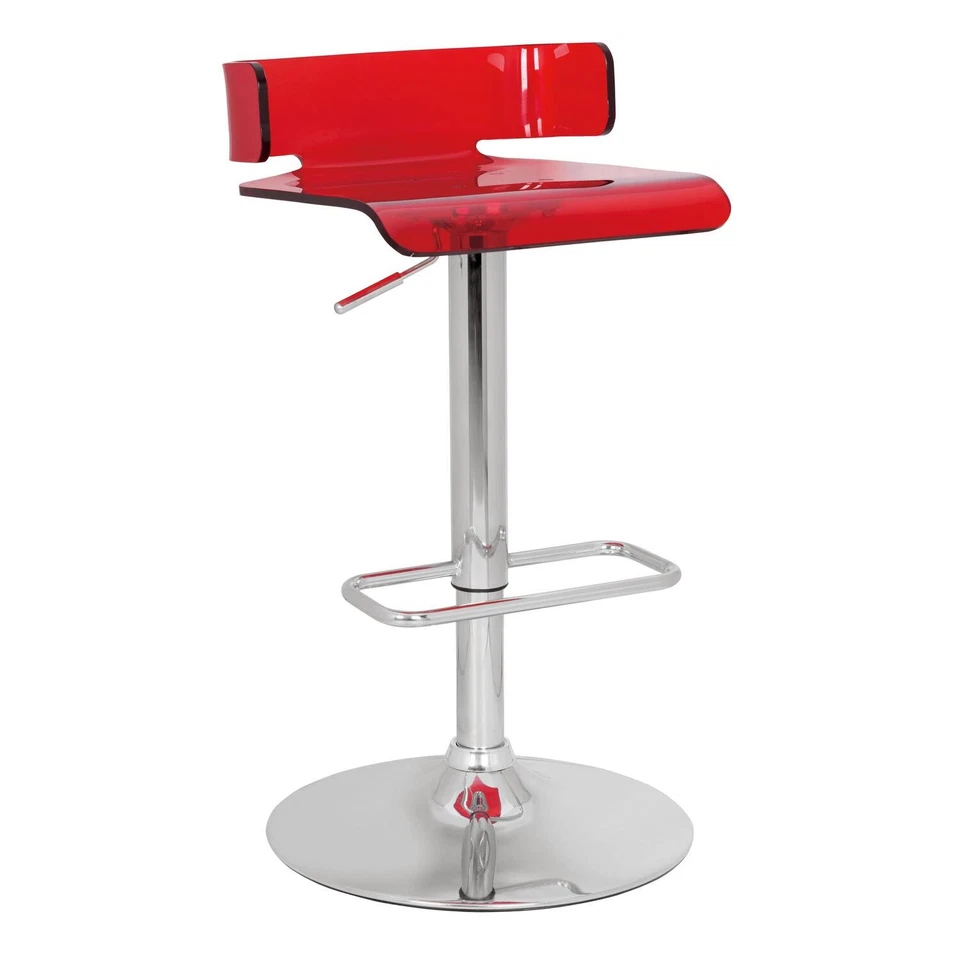 ACME Rania Taburete Ajustable con Giratorio, Rojo y Cromo, 22"31" Altura Asiento Foto 1 de 1