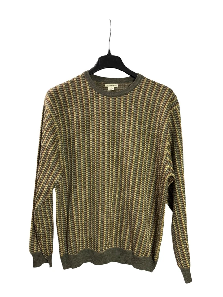Cutter & Buck Mens XL Extra Fine Merino Wool Sweater Checkered Design Italy - Image 1 of 4