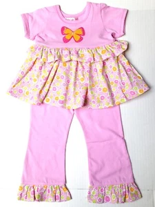 Juego de 2 piezas Baby Lulu Niñas Torá Talla 2T ~ Aplique de Mariposa ~ Nuevo con Etiquetas - Imagen 1 de 3