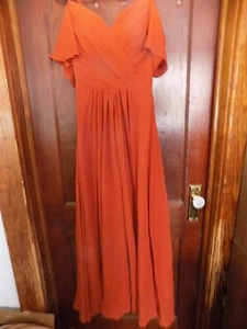 Beautiful Yuesuo off the shoulder lace up back back formal gown - pumpkin sz 6 - Picture 1 of 9