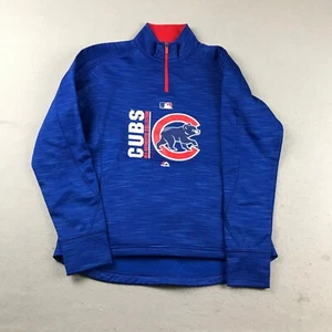 Chicago Cubs Sweatshirt Womens Small Blue 1/4 Zip Long Sleeves MLB Pullover - Picture 1 of 10