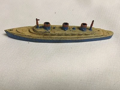 Barco de transporte de pasajeros fundido Tootsietoy vintage de los años 40 ~ rojo, amarillo, azul ~ EE. UU. Foto 1 de 4