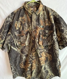 Vintage Mossy Oak Shirt Mens Size XL Treklite Brush Camo Button Front Nylon - Picture 1 of 6