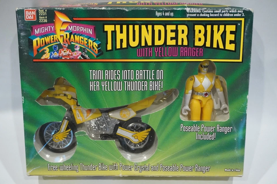 Bandai Mighty Morphin Power Rangers Thunder Bike With Yellow Ranger Figure 2231