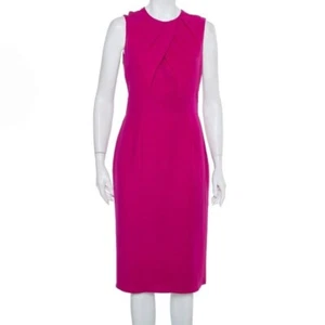 BURBERRY LONDON Mulberry Silk Ruched Cross-Over Sheath Cocktail Dress 12 US 14UK - Picture 1 of 14