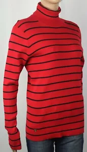 Pull col roulé côtelé rouge noir rayé Ralph Lauren neuf avec étiquette - Photo 1 sur 1