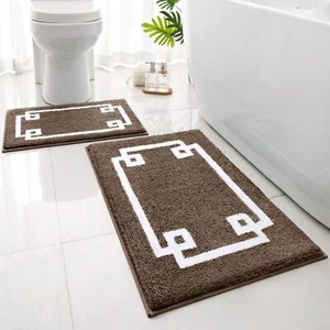 Bathroom Rugs Sets 2 Piece Soft and Water Absorbent Microfiber Carpet Non-Sli... - Picture 1 of 7