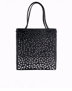 ZARA NEW WOMAN BLACK STUDDED TOTE BAG Rr£45 - Picture 1 of 7