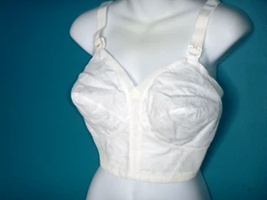 NOS Vtg 60s 70s Sears Longline Bra Cotton & Lace Cups White Sz 38D - Picture 1 of 8