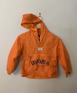OshKosh Boys 6/7 Windbreaker Orange Pullover Hoodie B'Gosh Packable Jacket - Picture 1 of 24