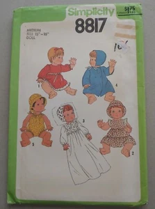 Vintage Simplicity Muster 8817 Puppenkleidung Med. 15-16". - Bild 1 von 2