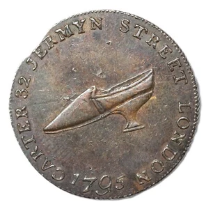 1795 Great Britain Middlesex CARTER' Ladies Shoes Conder Token Halfpenny CLIPPED - Picture 1 of 2