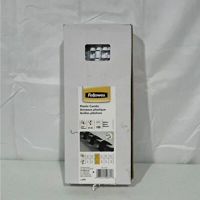 Fellowes PLASTIC COMBS SPINES White 50+ Pack 3/8" Dia 41-55 Sheet CRC52371 - Image 1 of 2