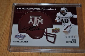 2011 SWEET SPOT ud NCAA SIGNATURES rookie VON MILLER HELMET AUTO #222/599 - Picture 1 of 2