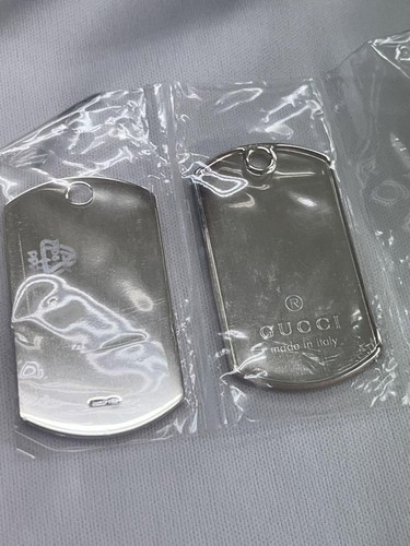 GUCCI Dog Tag Collana Pendente SV925 Gioielli Unisex Argento con Sacchetto Scatola