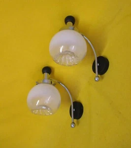 ✅ STUPENDA COPPIA APPLIQUE SPACE AGE DESIGN EPOCA 1960 PAIR SCONCES VINTAGE-4666 - Imagen 1 de 10