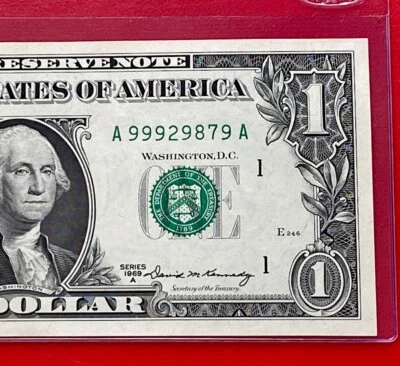 $1 1969-A 1 A/A BLOCK  BOSTON P-1. RARE SHEET NOTE ,Uncirculated - Image 1 of 3