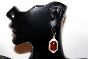 Vintage Sterling Silver Amber Baltic Honey Earrings - Picture 1 of 6