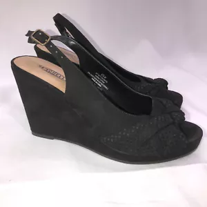 Seychelles Martini Wedges Black-Size 8.5-slingback peep toe - Picture 1 of 5