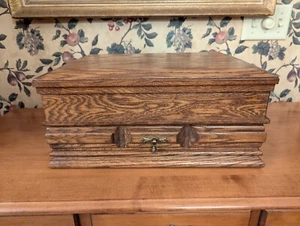 VINTAGE KENIZED OAK SILVERWARE CHEST TARNISH PROOF CLOTH +DRAWER - Picture 1 of 9