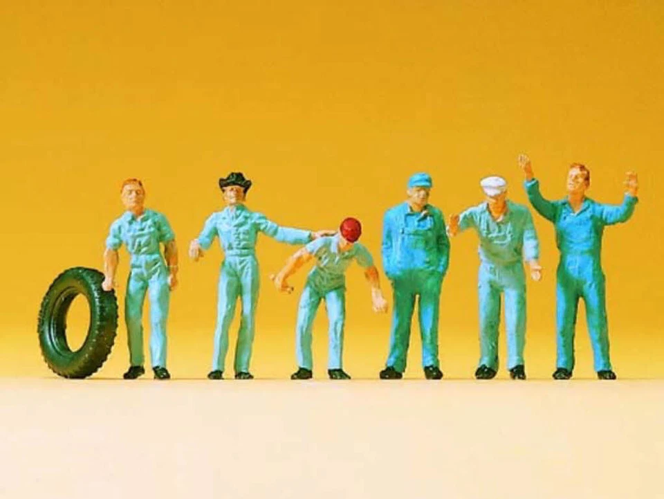 Preiser 14130 Mechaniker Monteure 6 Figuren Reifenwerkstatt Autowerkstatt H0 Neu - Bild 1 von 1