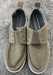 Muk Luks Sz 10 Casual Canvas Lace Up Shoes loafers Tan NWOT - Picture 1 of 7