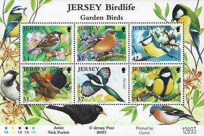 2007 Jersey Sg MS1318 Jersey Birdlife (1st series) Garden Birds MNH - Image 1 of 2
