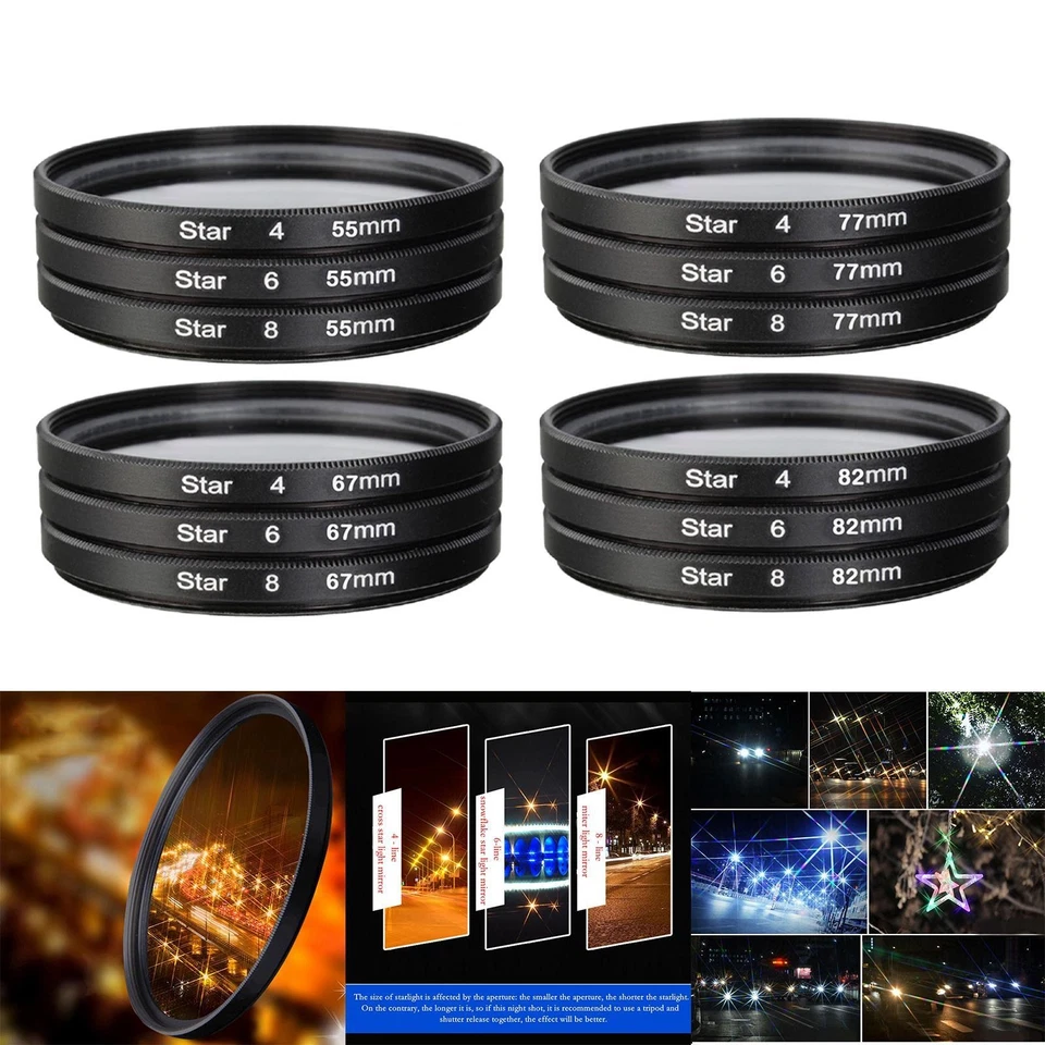 3Pcs DSLR Camera filter Set Star Effect Lens with Bag - Image 1 of 1