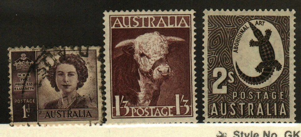 Australia #210 used, 211-2 MNH cow, crocodile - Image 1 of 1