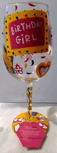Lolita -Birthday Girl- Wine Glass NEW Hand Painted 15 oz Party Glassware - Bild 1 von 7