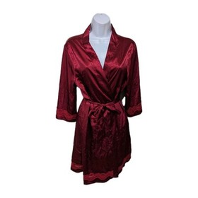 Ekouaer Red Satin Robe Womens S Kimono Classic Sexy Elegant Lace Accent #100L